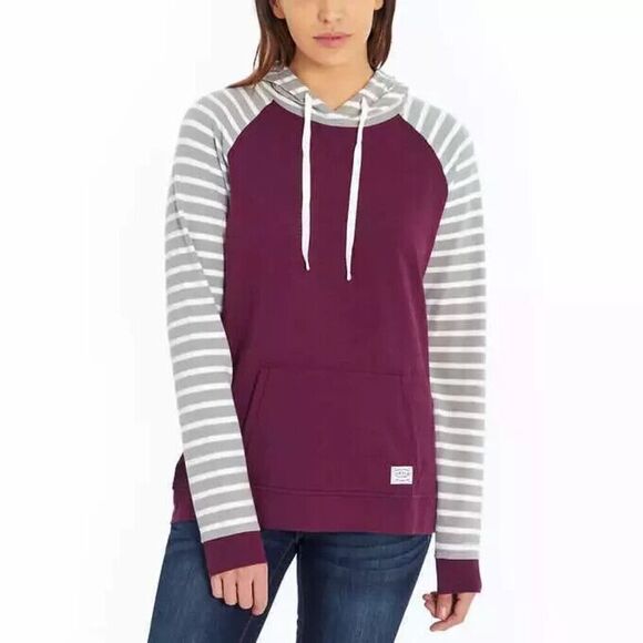 Orvis Womens Small Sweatshirt Hoodie Drawstring Pullover Pocket Color Block - Picture 1 of 7